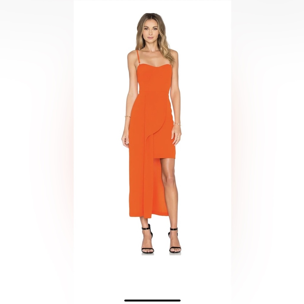 Elliatt Elegant orange high low dress  w/ removable straps -Summer Fun  Look!